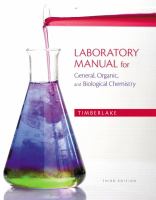 Enlarge cover image for Laboratory manual for general, organic, and biological chemistry / Timberlake.